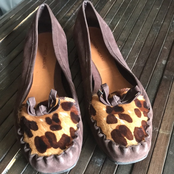 🚨B2G1 ANTONIO MELANI Leather Animal Print Flats - Picture 1 of 7